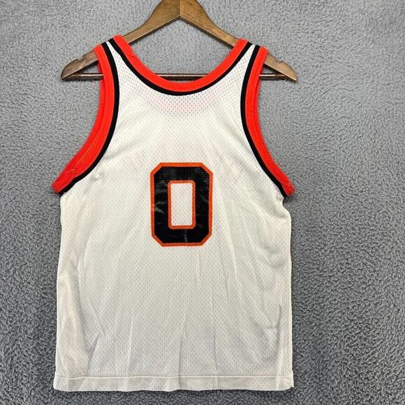 Vintage Center Line Basketball Jersey Mens Medium White Orange Mesh Champion 80s - Picture 7 of 12